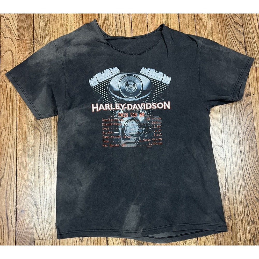 Vintage Harley Davidson V-Twin Engine T-Shirt Faded 90s Thunder Men's Sz XL